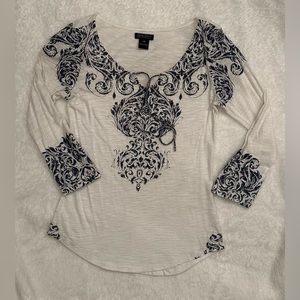 Lucky Brand 3/4 sleeve blouse with tie front detail